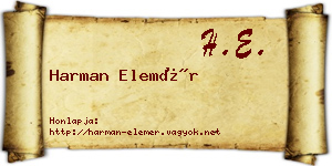 Harman Elemér névjegykártya