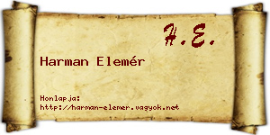Harman Elemér névjegykártya